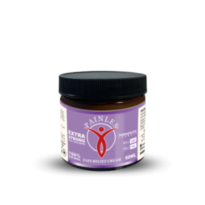 an image of pains pain relief topical cream. 50ml Bottle. Extra Strong Solution. 40mg of THC, 40mg of CBD